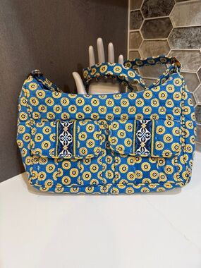 Vera Bradley Shoulder/ Crossbody multi pocket in retired Riviera Blue bag